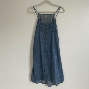 Free People Blue Denim Jean Snap Chambray Dress XS